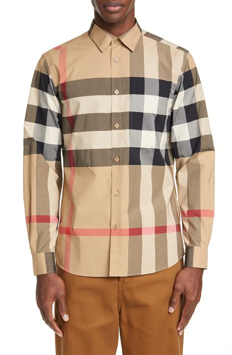 button up burberry shirt men|Burberry check button up shirt.